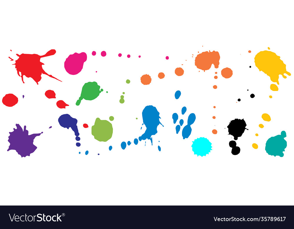 Set ink blots and splashes colorful splatter