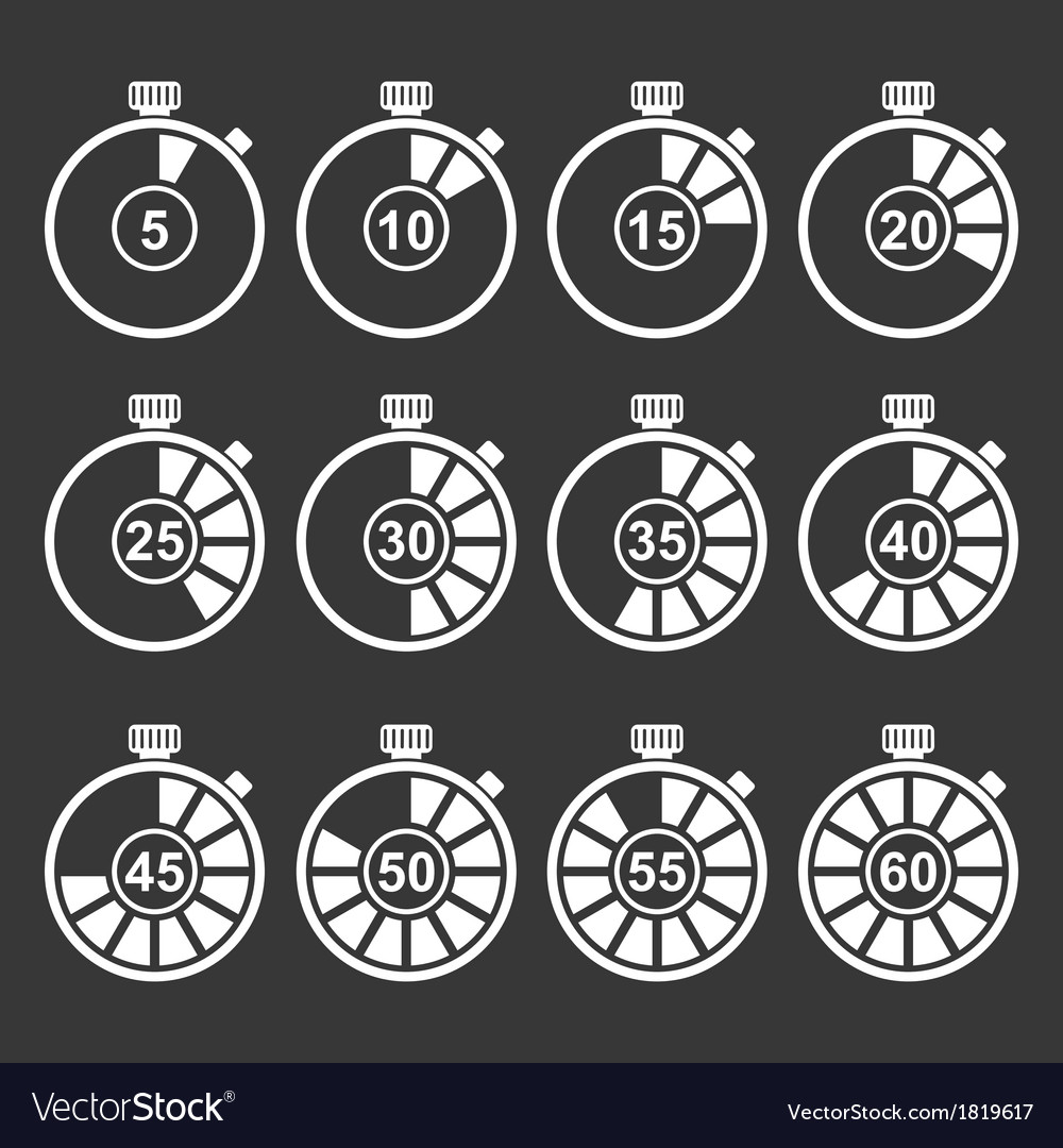 White timer icos set Royalty Free Vector Image