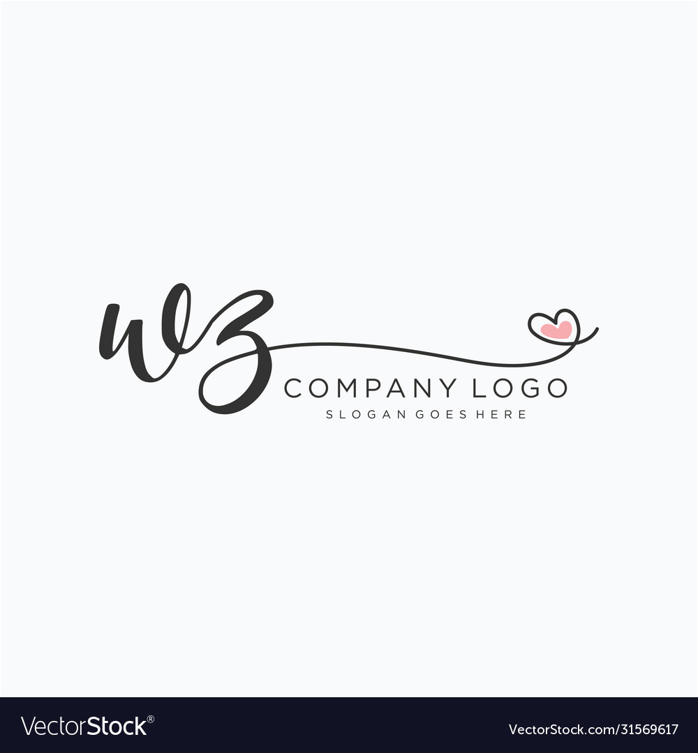 Wz initial handwriting logo design