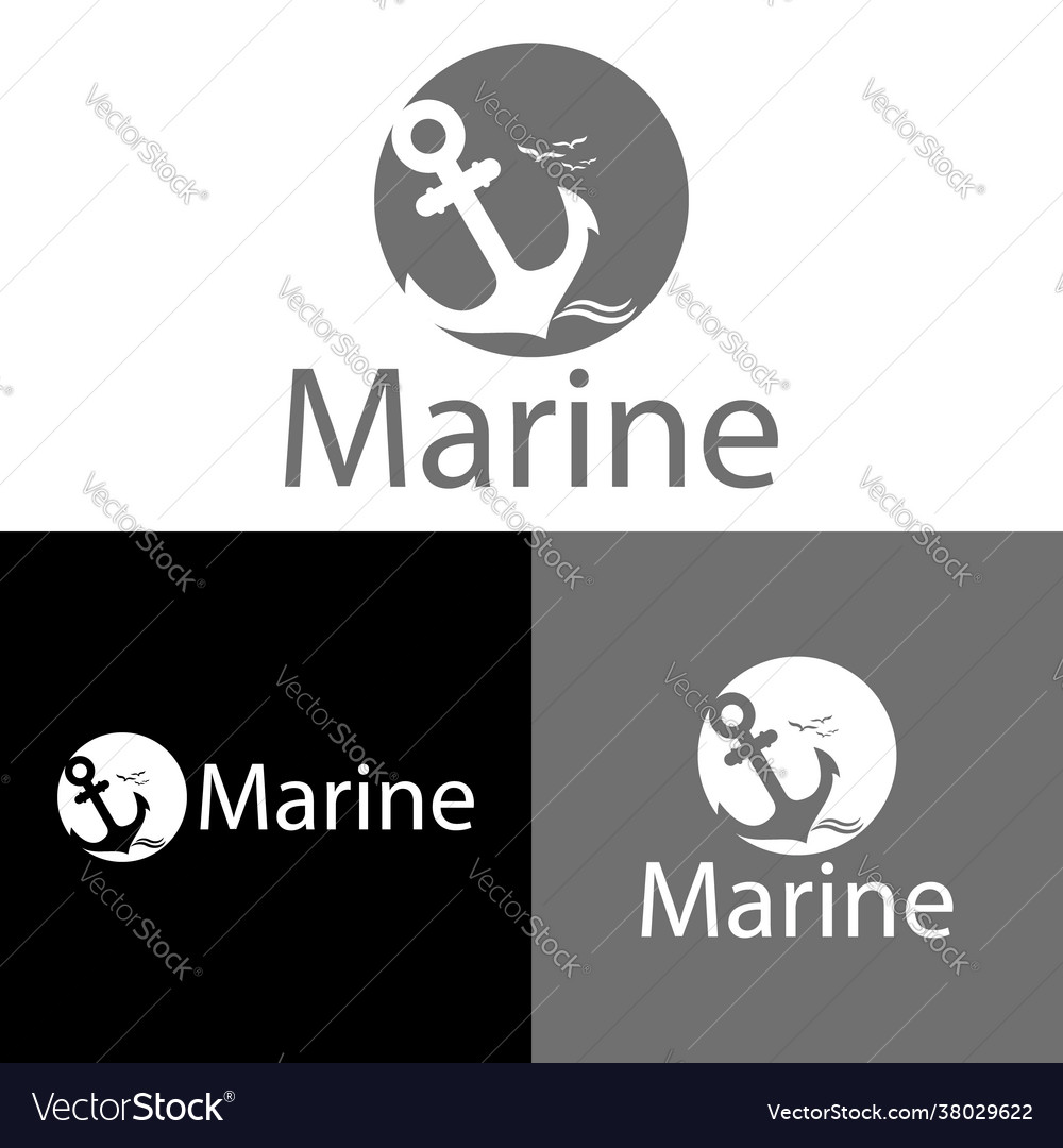 Anchor and seabird logo template