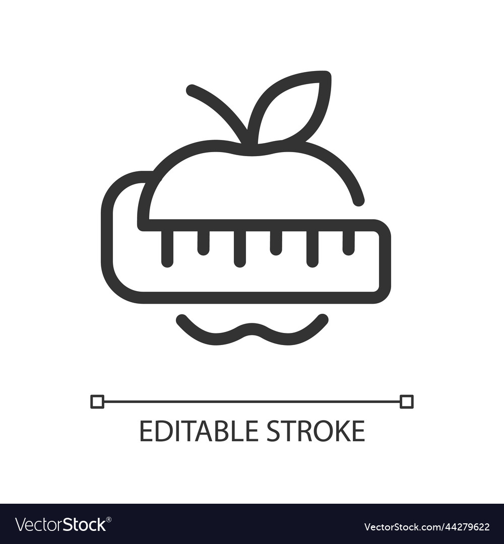 Apple and measuring tape pixel perfect linear ui Vector Image Apple and measuring tape pixel perfect linear ui