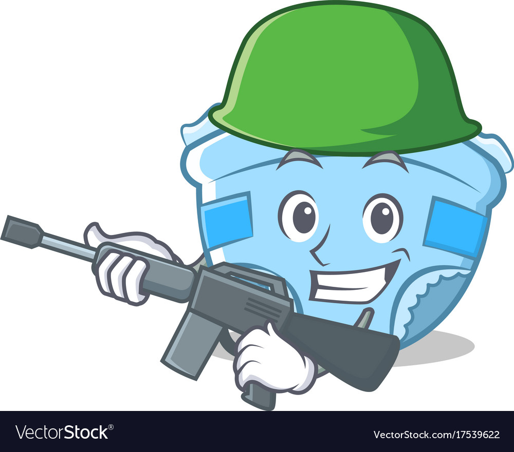 Army baby diaper character cartoon Royalty Free Vector Image