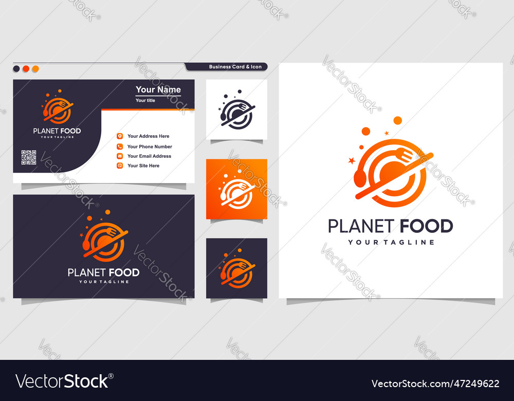 Food logo with outline gradient planet style