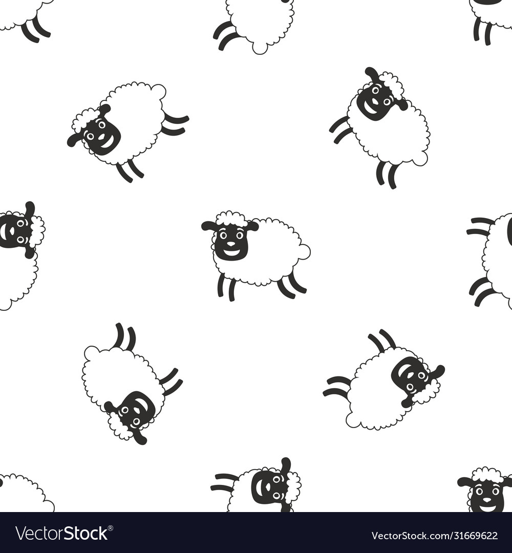 Funny seamless pattern with sheep