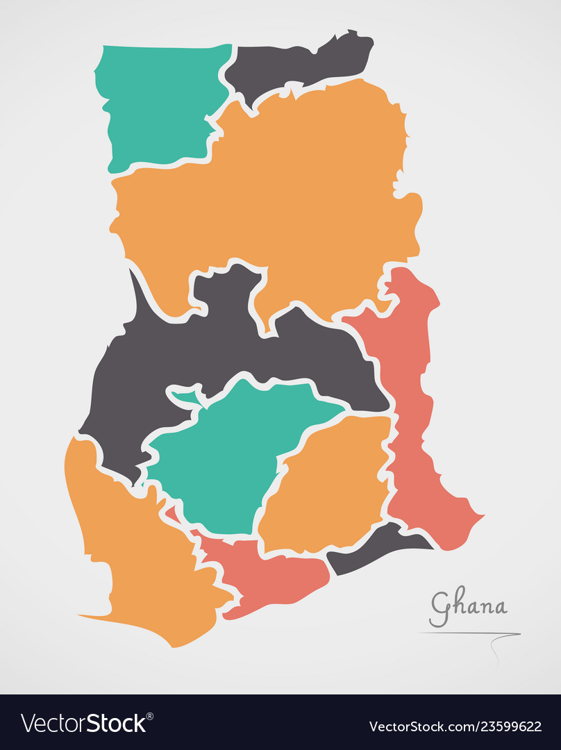 Modern Map Ghana Gh With All Regions Royalty Free Vector 60 OFF