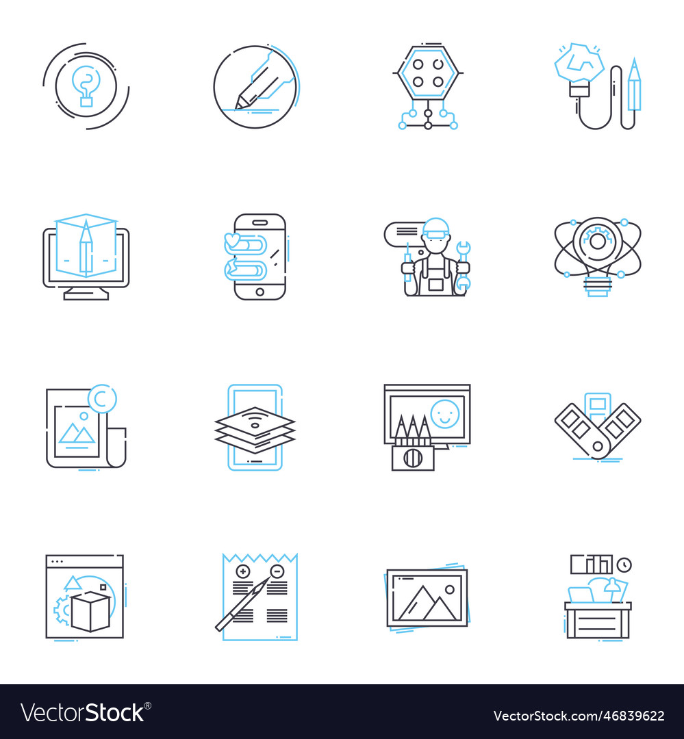 Graphic software linear icons set design vector image Graphic software linear icons set design