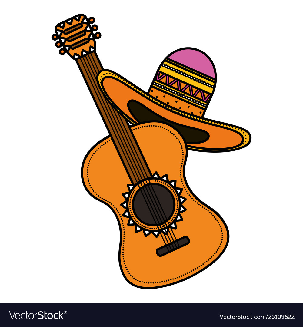 Guitar with mexican hat