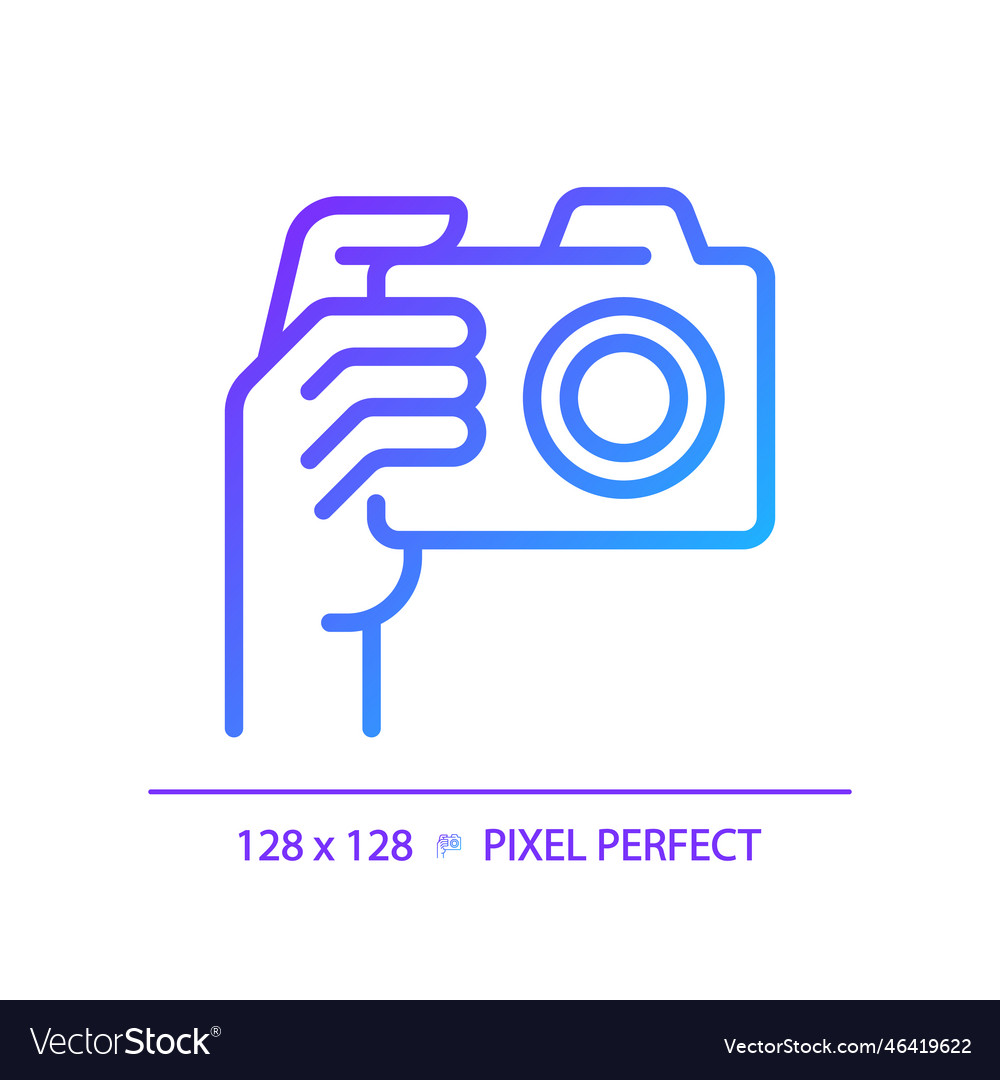 Hand with camera pixel perfect gradient linear