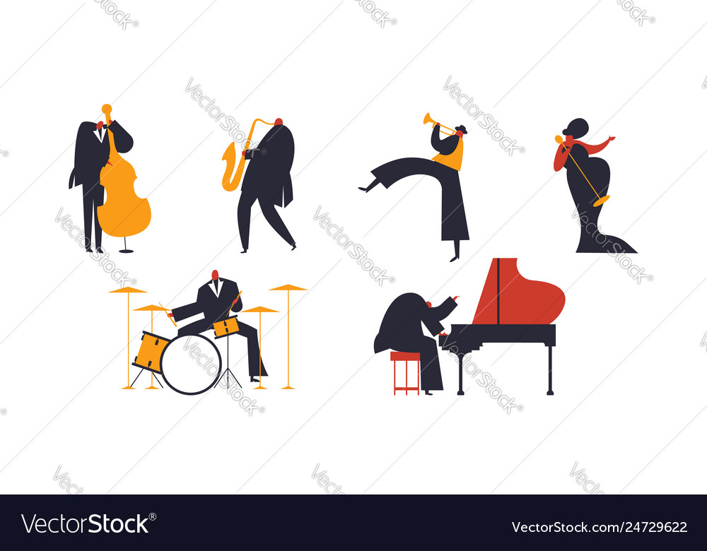 Jazz band people set on white background Vector Image