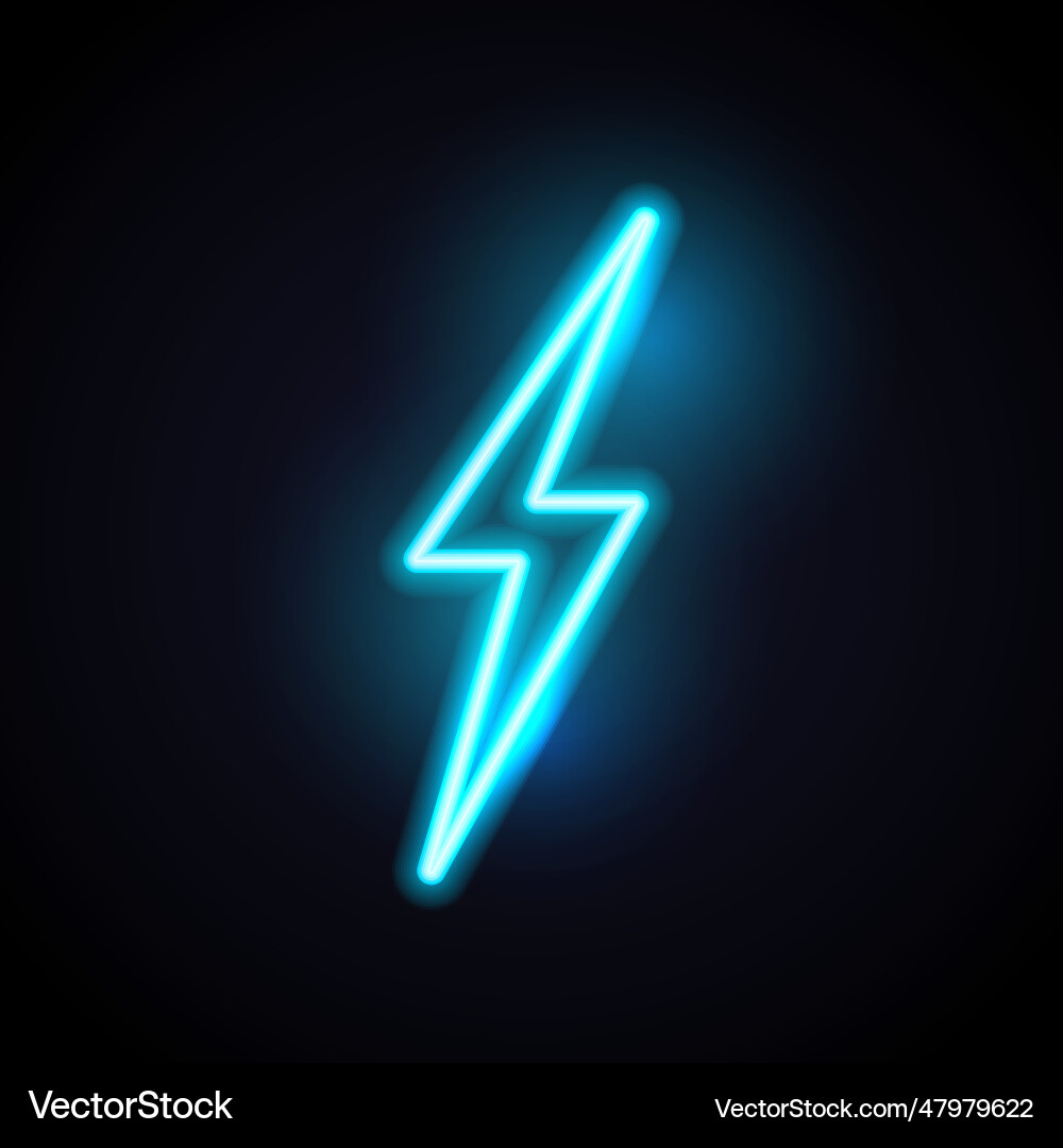 Lightening neon bolt retro flash light electric Vector Image