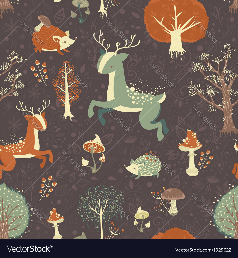 Magic forest seamless pattern