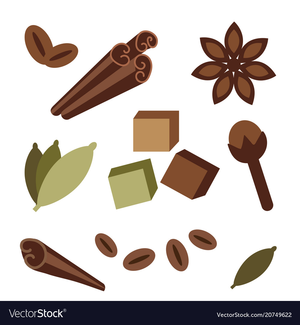 Natural organic spices icons