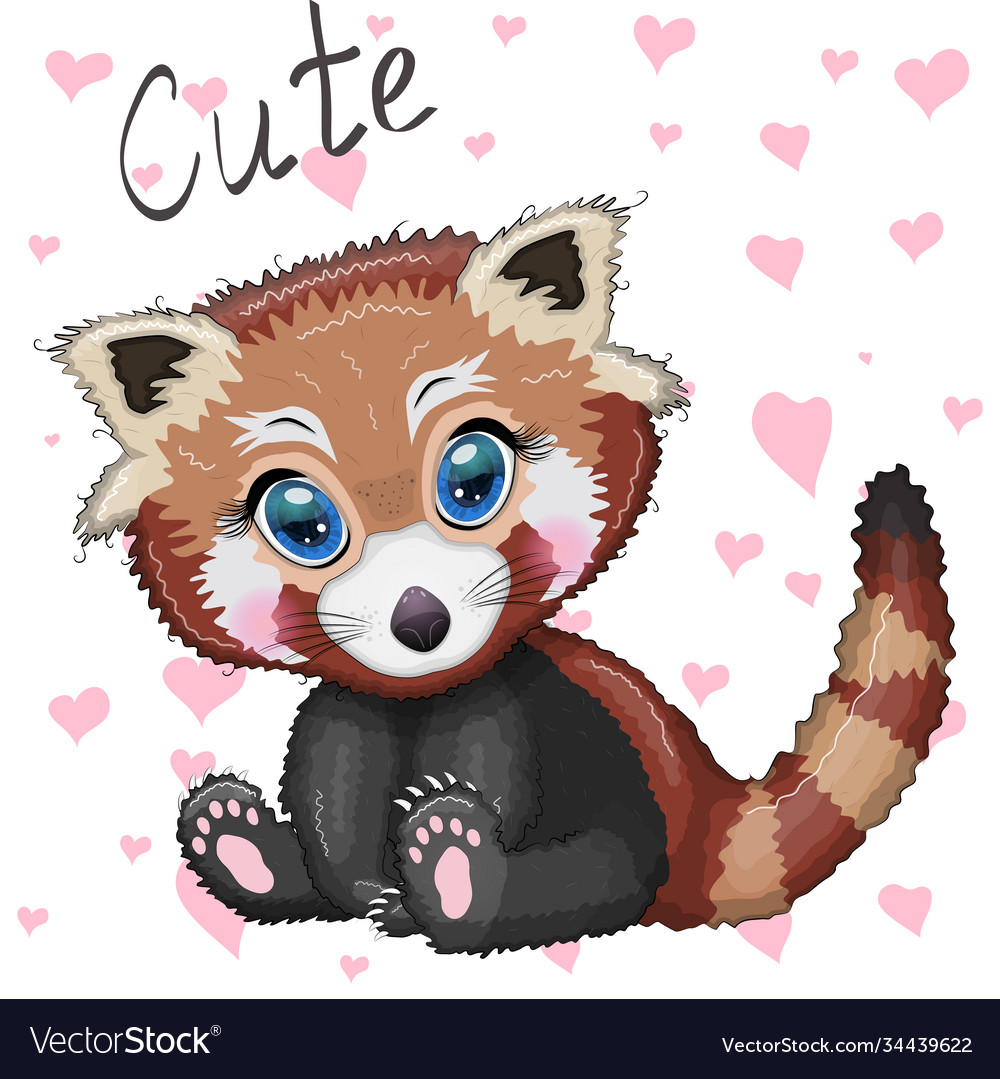 Red panda cute character with beautiful eyes vector image Red panda cute character with beautiful eyes