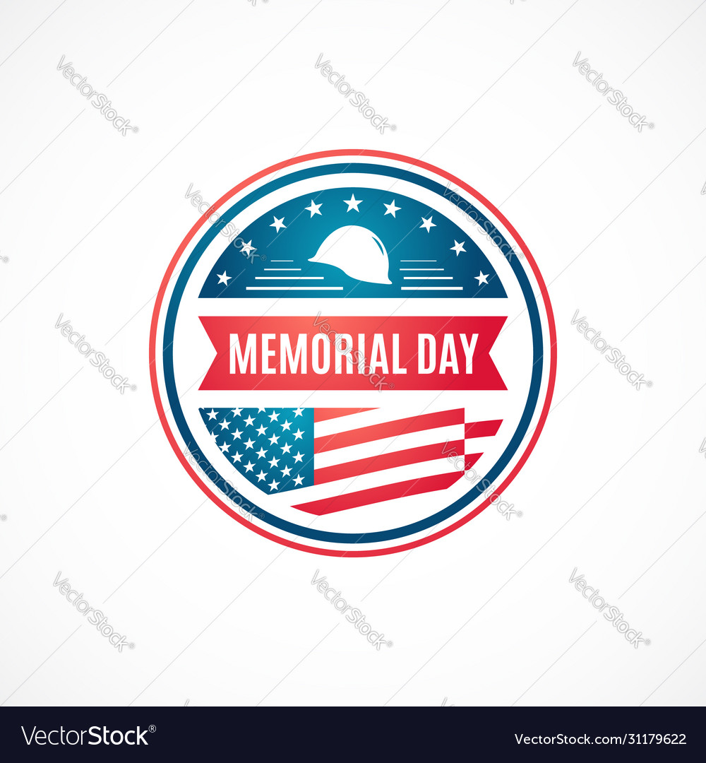 Retro Memorial Day Badge - USA Flag