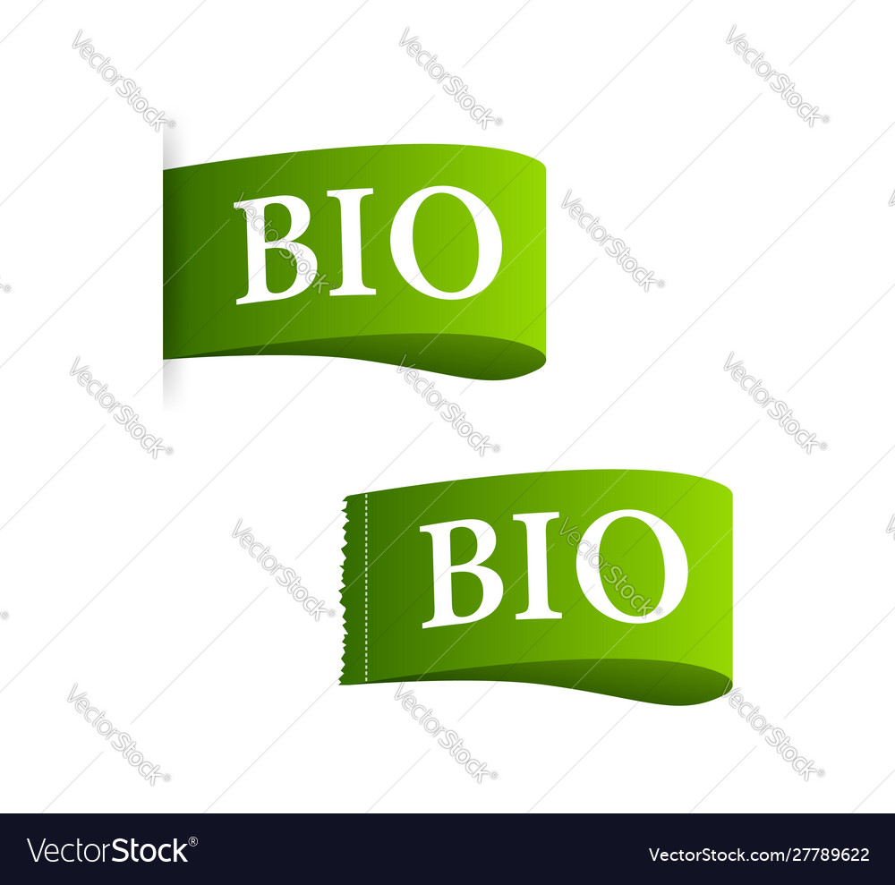 Set bio label on white background stock