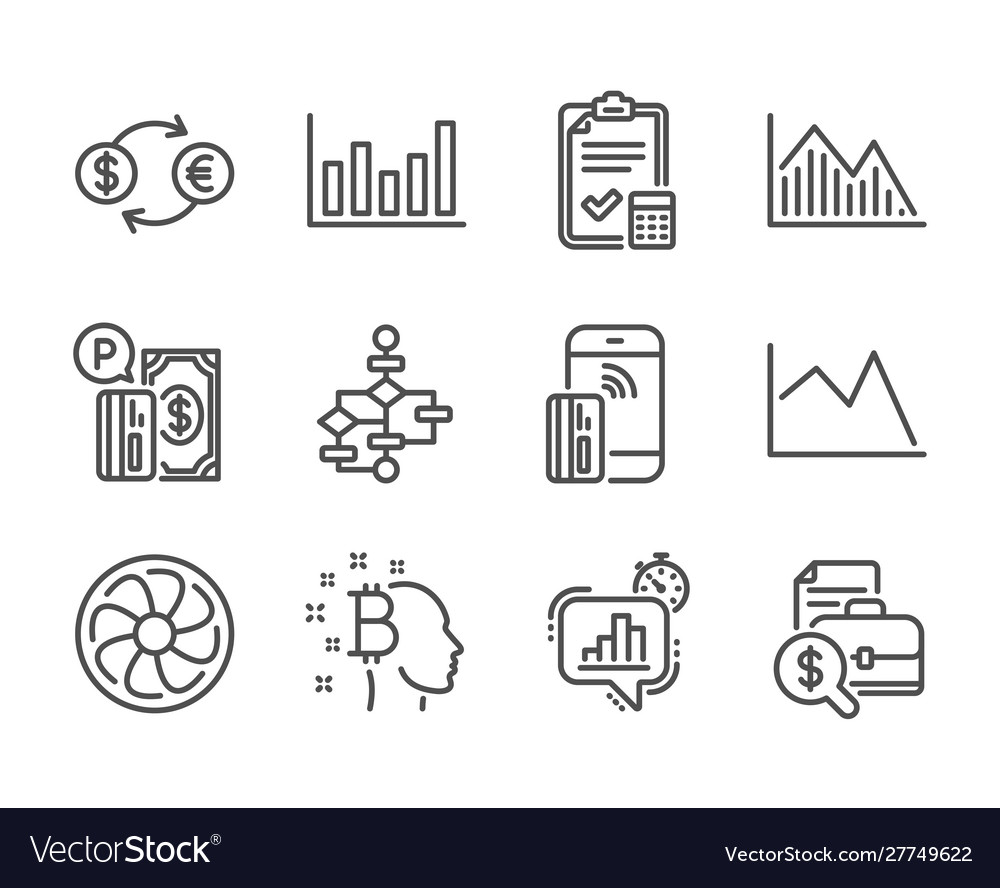 Set finance icons such as block diagram