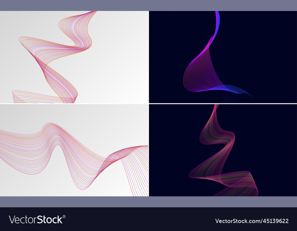 Set of 4 geometric wave pattern backgrounds