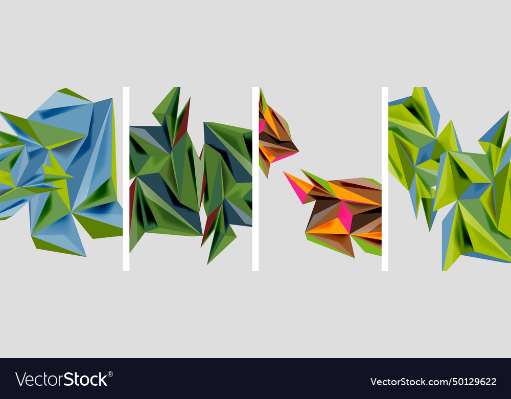 Set of mosaic triangle pattern abstract posters vector image Set of mosaic triangle pattern abstract posters