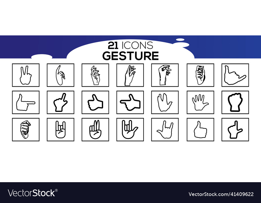 Touch screen gestures icons in thin line style