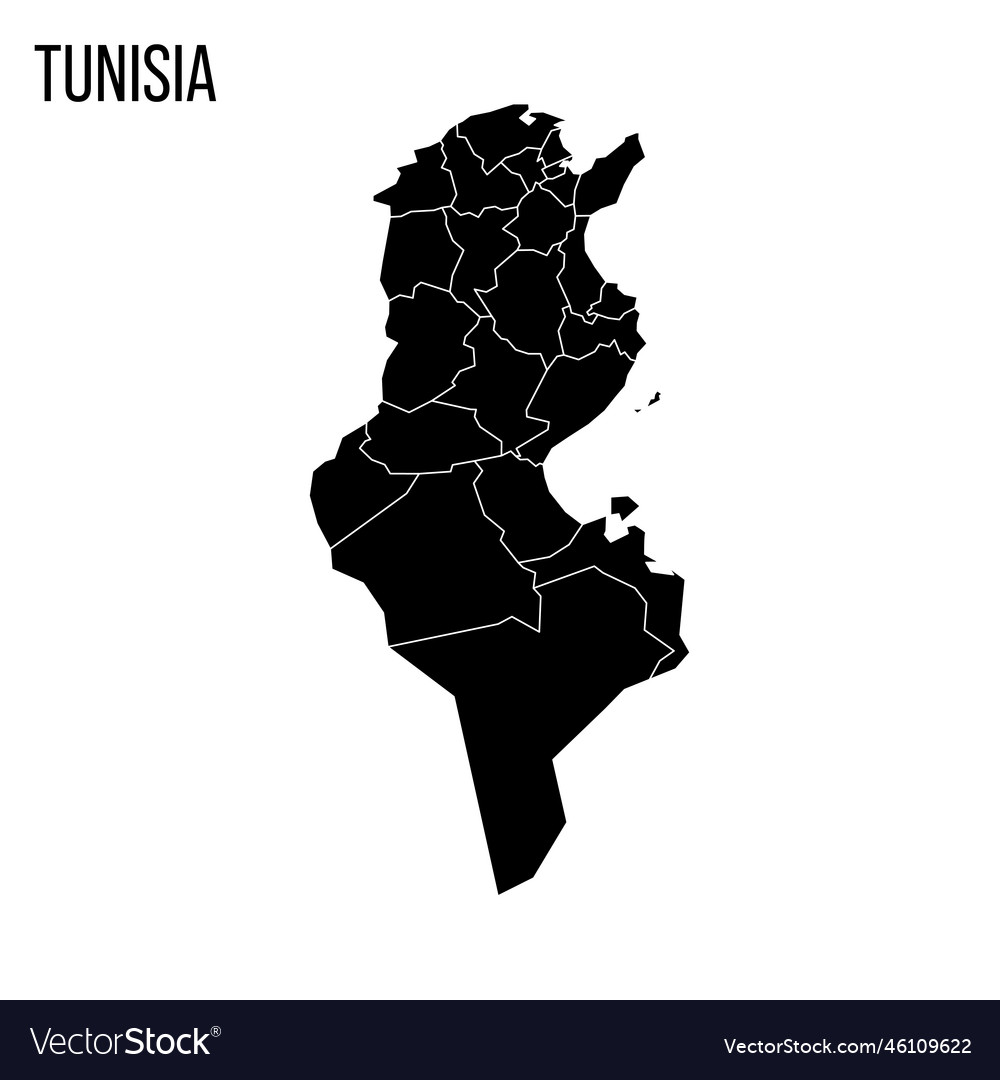 Tunisia political map of administrative divisions Vector Image