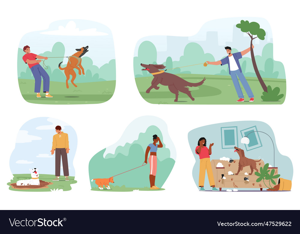 Unwanted dog behaviors barking aggression Vector Image