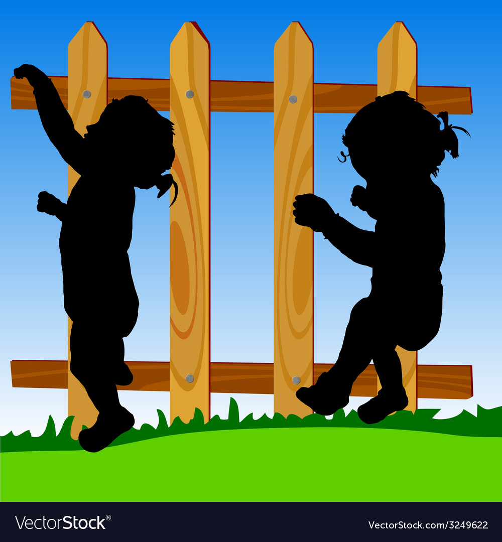 Wooden fence with baby silhouette