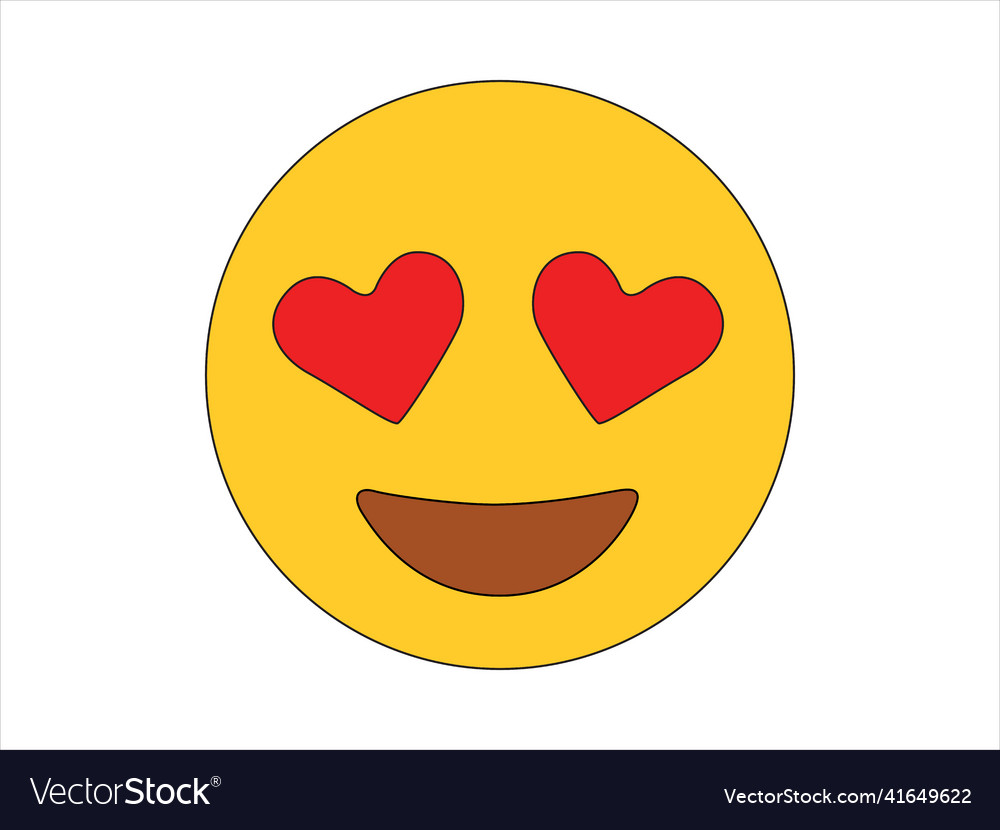 Yellow smiling face love emoji Royalty Free Vector Image