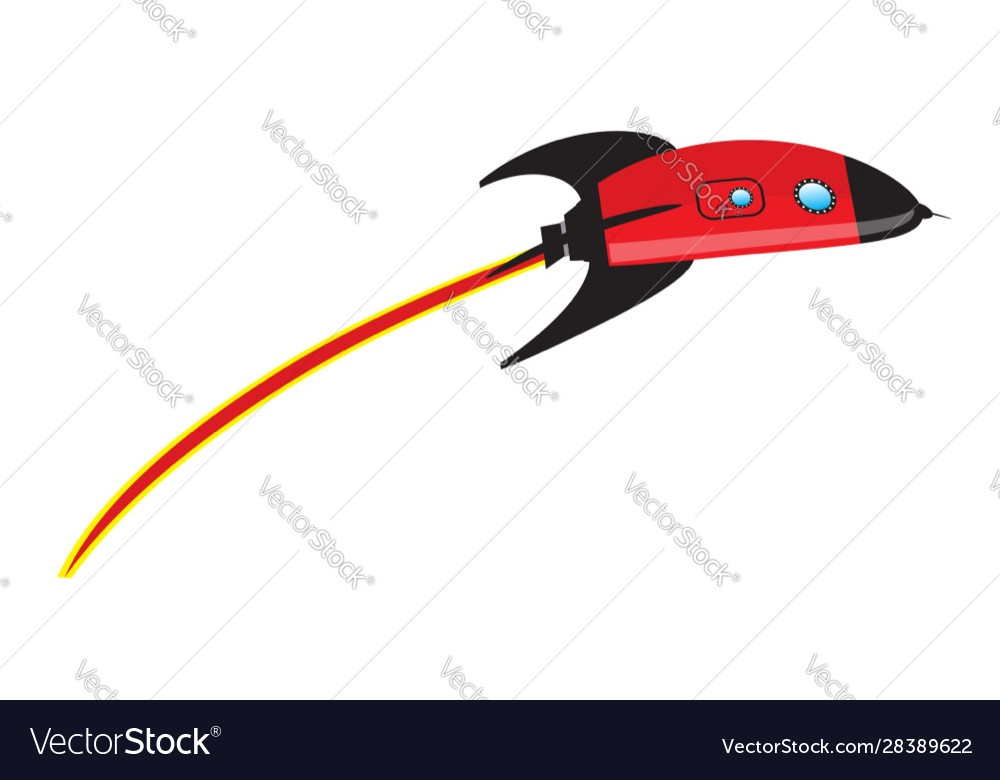 Zooming cartoon space rocket