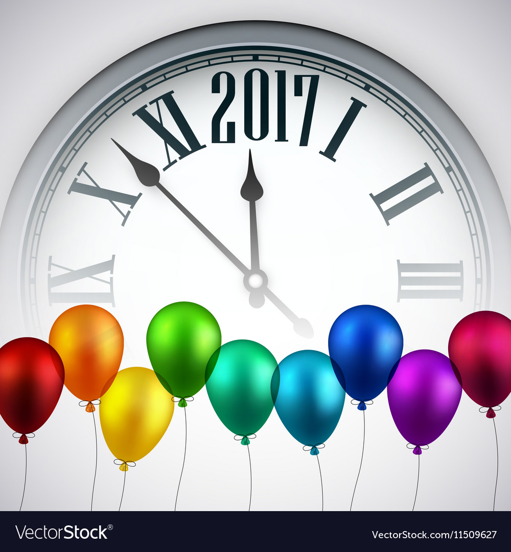 2017 new year background with clock
