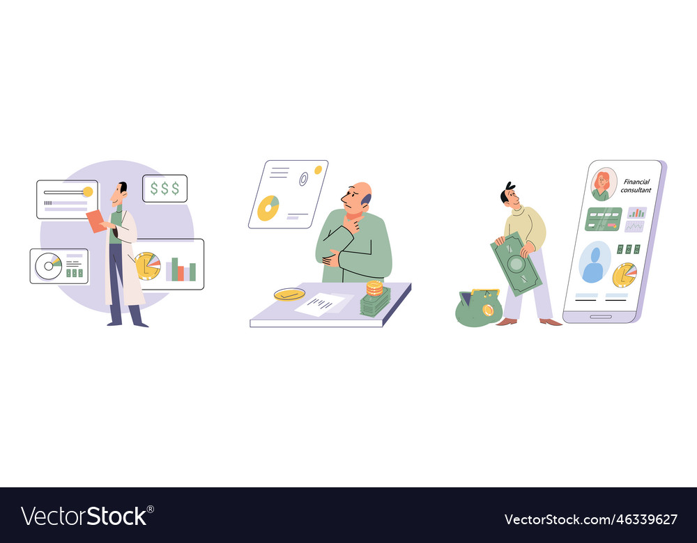 Budget plan concept evaluates his income vector image Budget plan concept evaluates his income