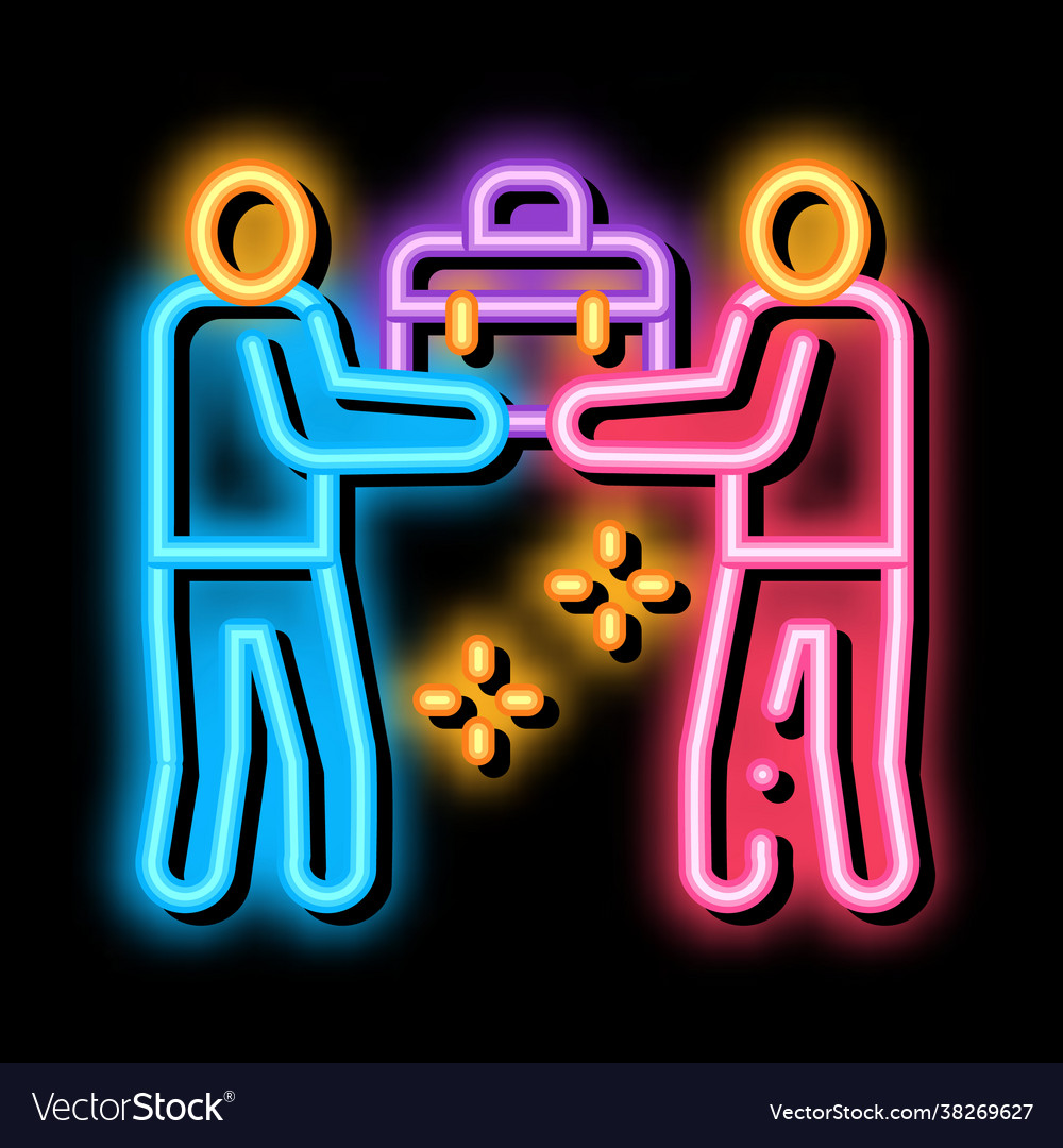 Common work two people neon glow icon