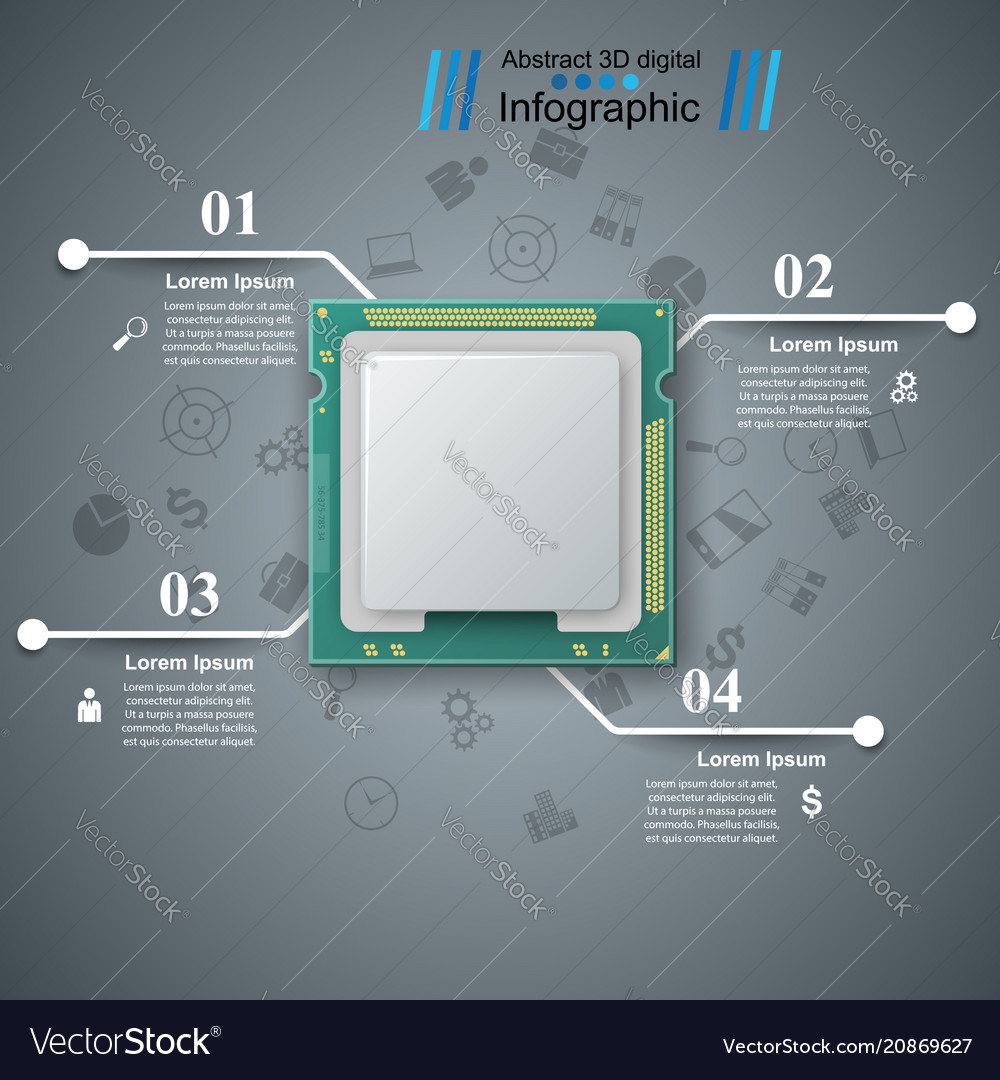 Computer chip business infographic Royalty Free Vector Image