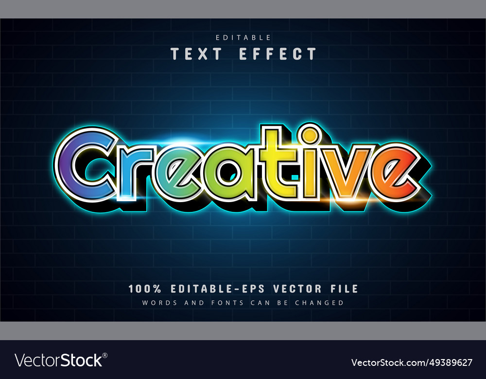 Creative colorful text effect vector image Creative colorful text effect