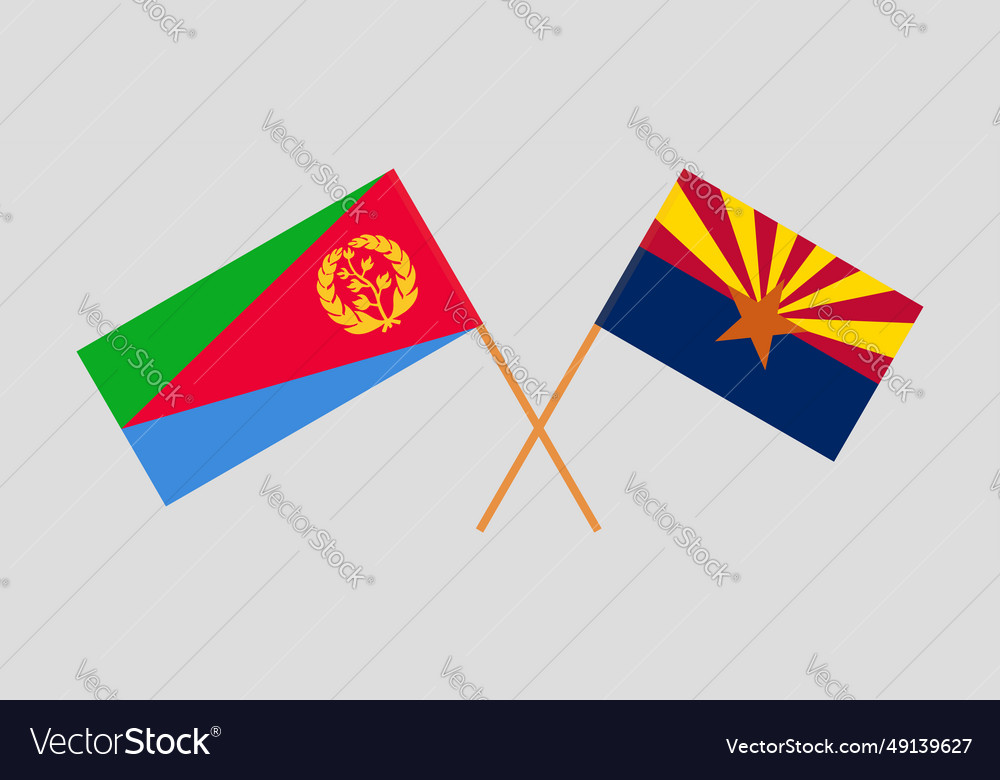 Überquerte Flaggen von Eritrea und dem Staat Arizona