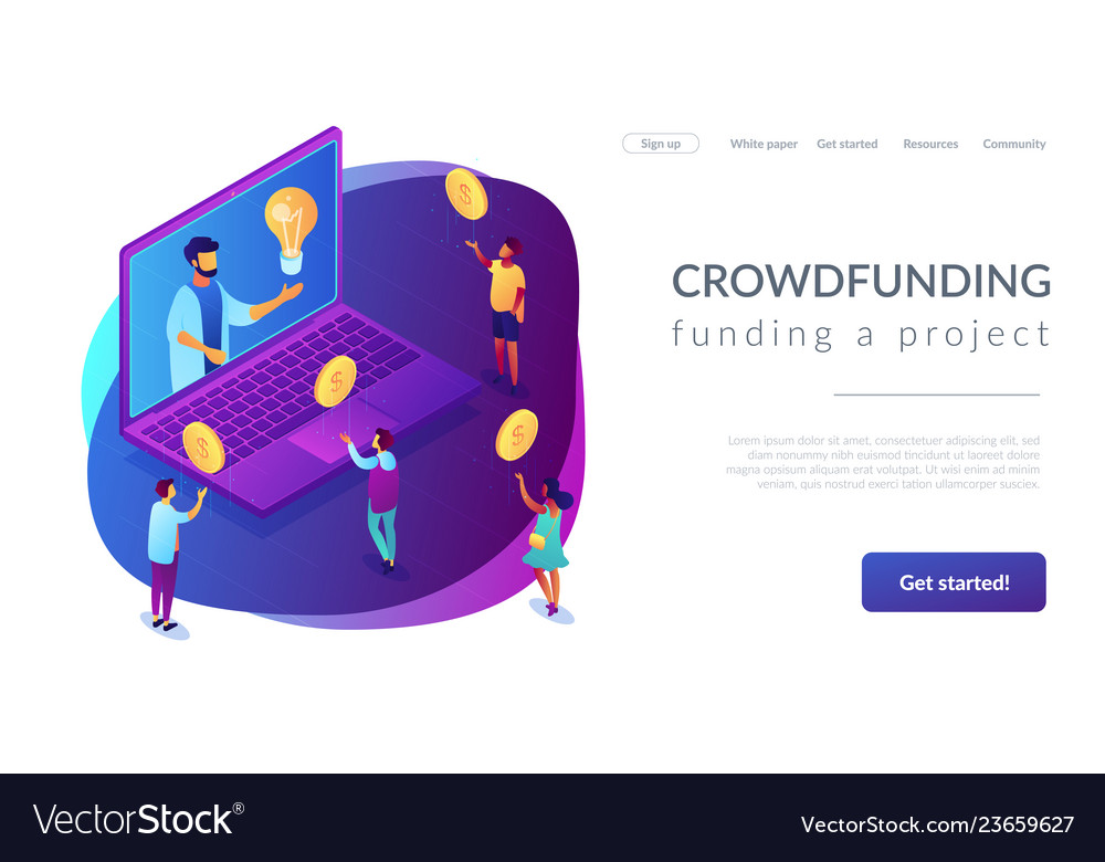 Crowdfunding isometrische 3d Landingpage