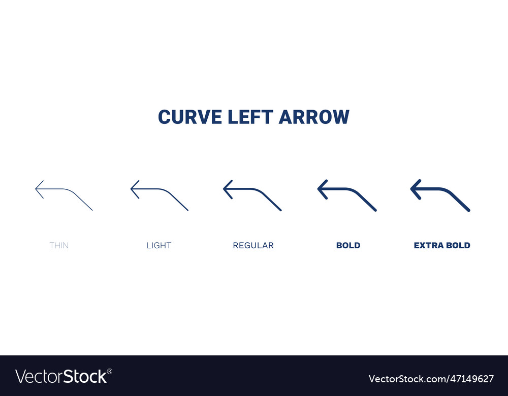 Curve left arrow icon thin light regular bold vector image Curve left arrow icon thin light regular bold