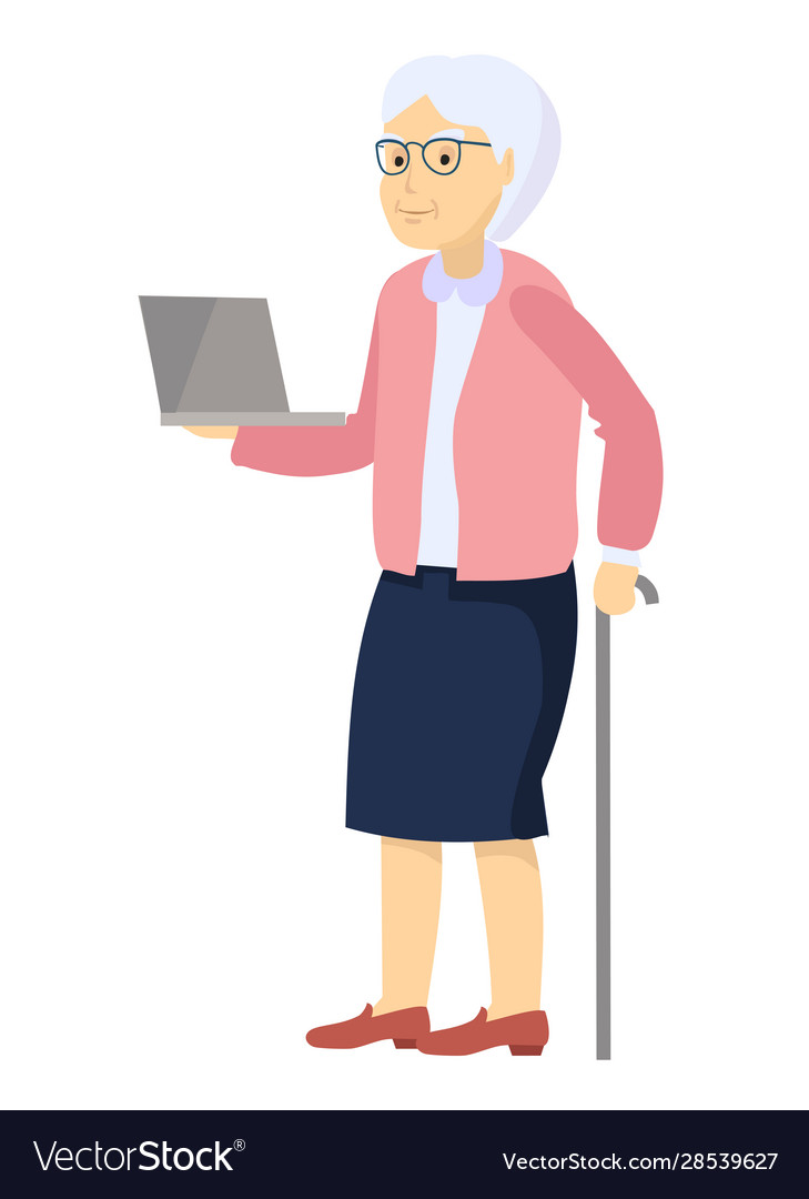 Elderly woman with a laptop