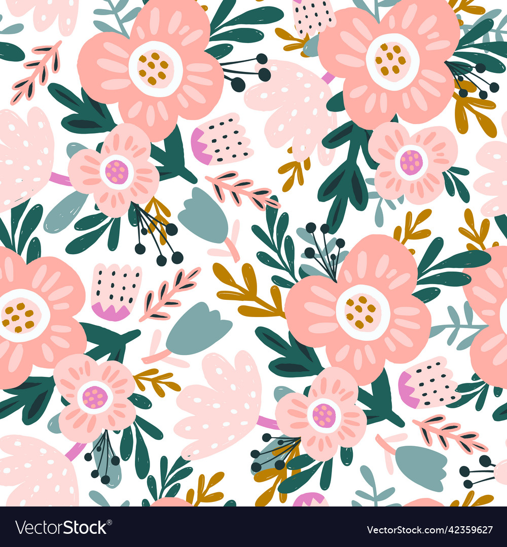 Floral Seamless Pattern - Hand Drawn