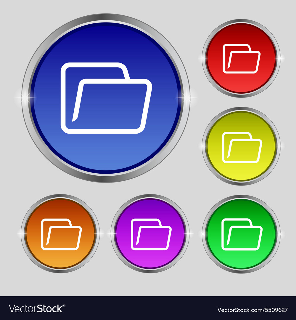 Folder icon sign round symbol on bright colourful Vector Image