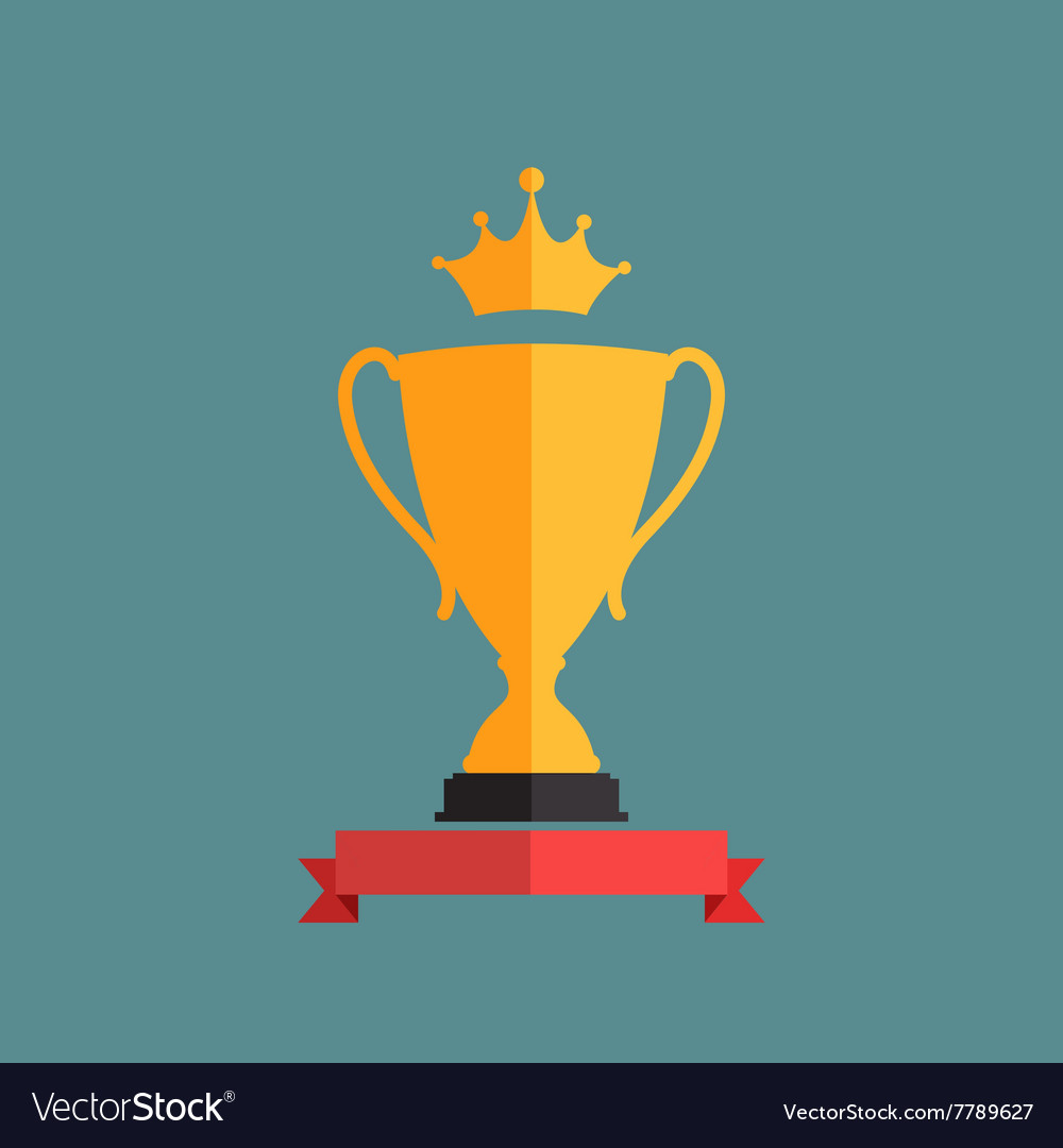 Gold trophy cup winner with a crown Royalty Free Vector