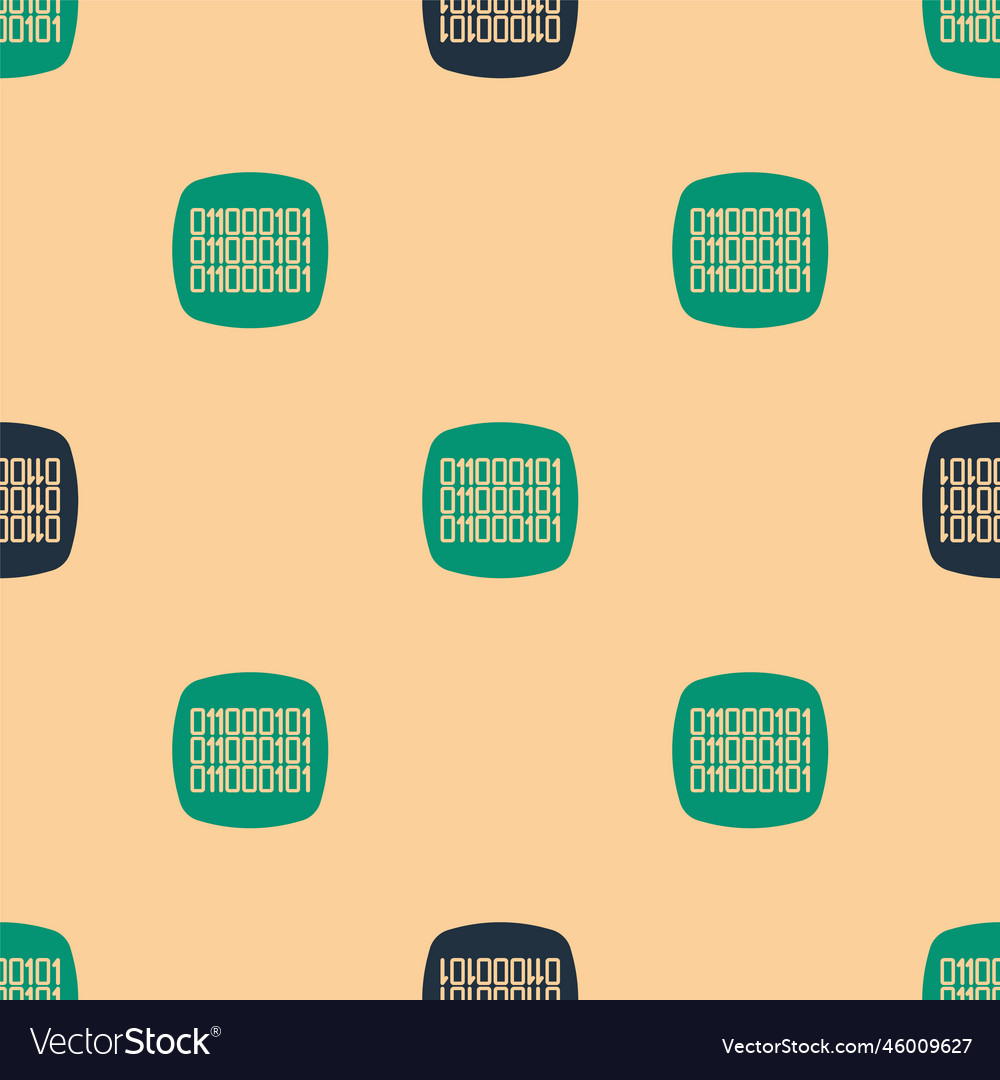 Green and black binary code icon isolated seamless vector image Green and black binary code icon isolated seamless
