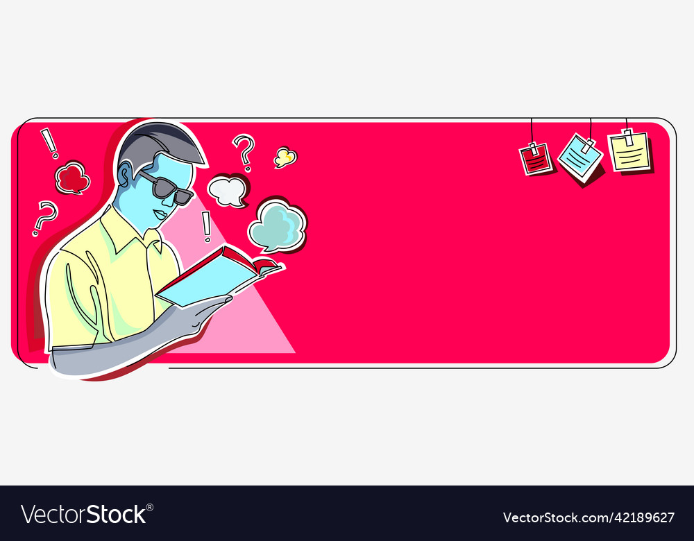 Man studying book learning new strategies Vector Image Man studying book learning new strategies