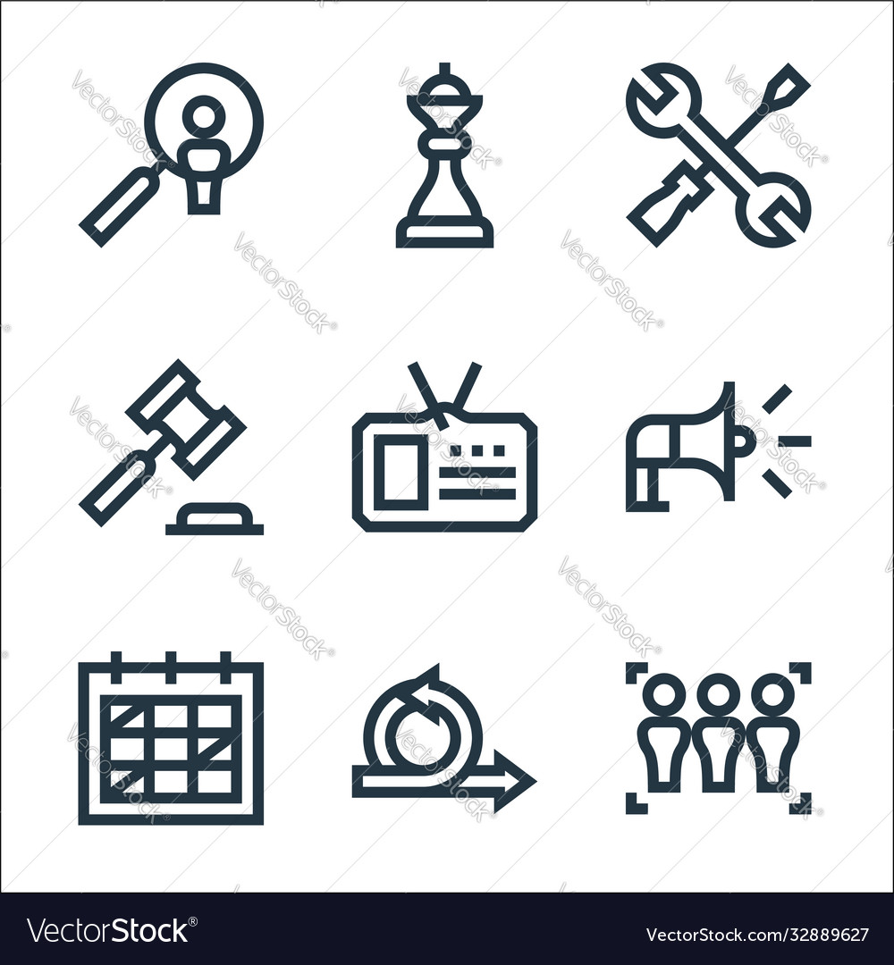 Management line icons linear set quality Vector Image Management line icons linear set quality