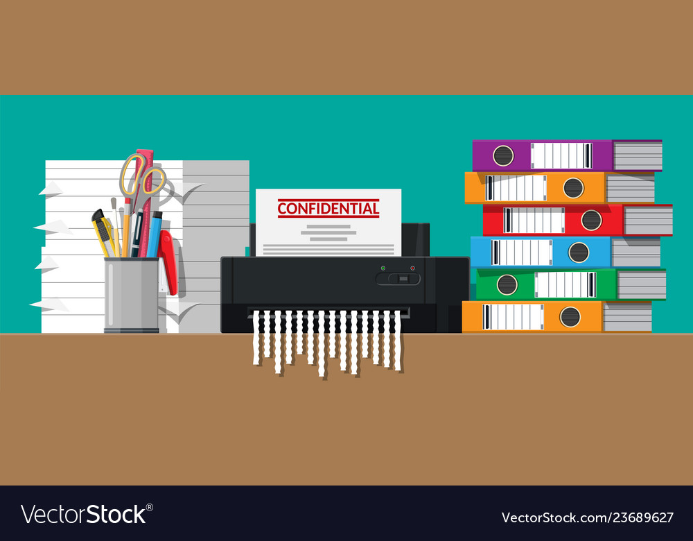 Paper document in shredder machine