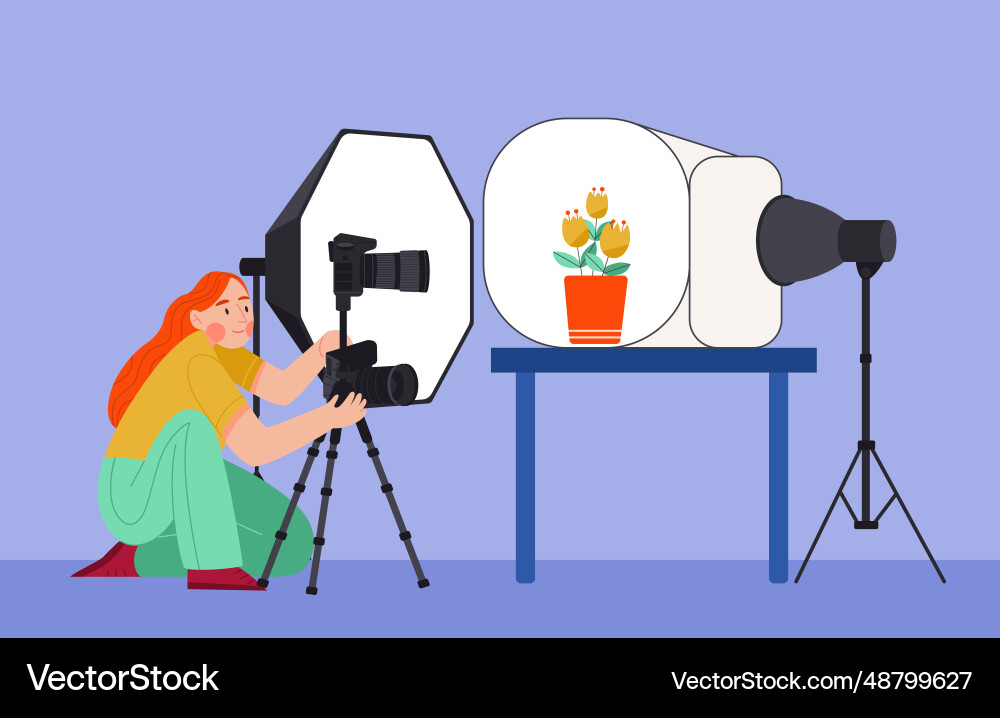 Photographer flat composition Royalty Free Vector Image