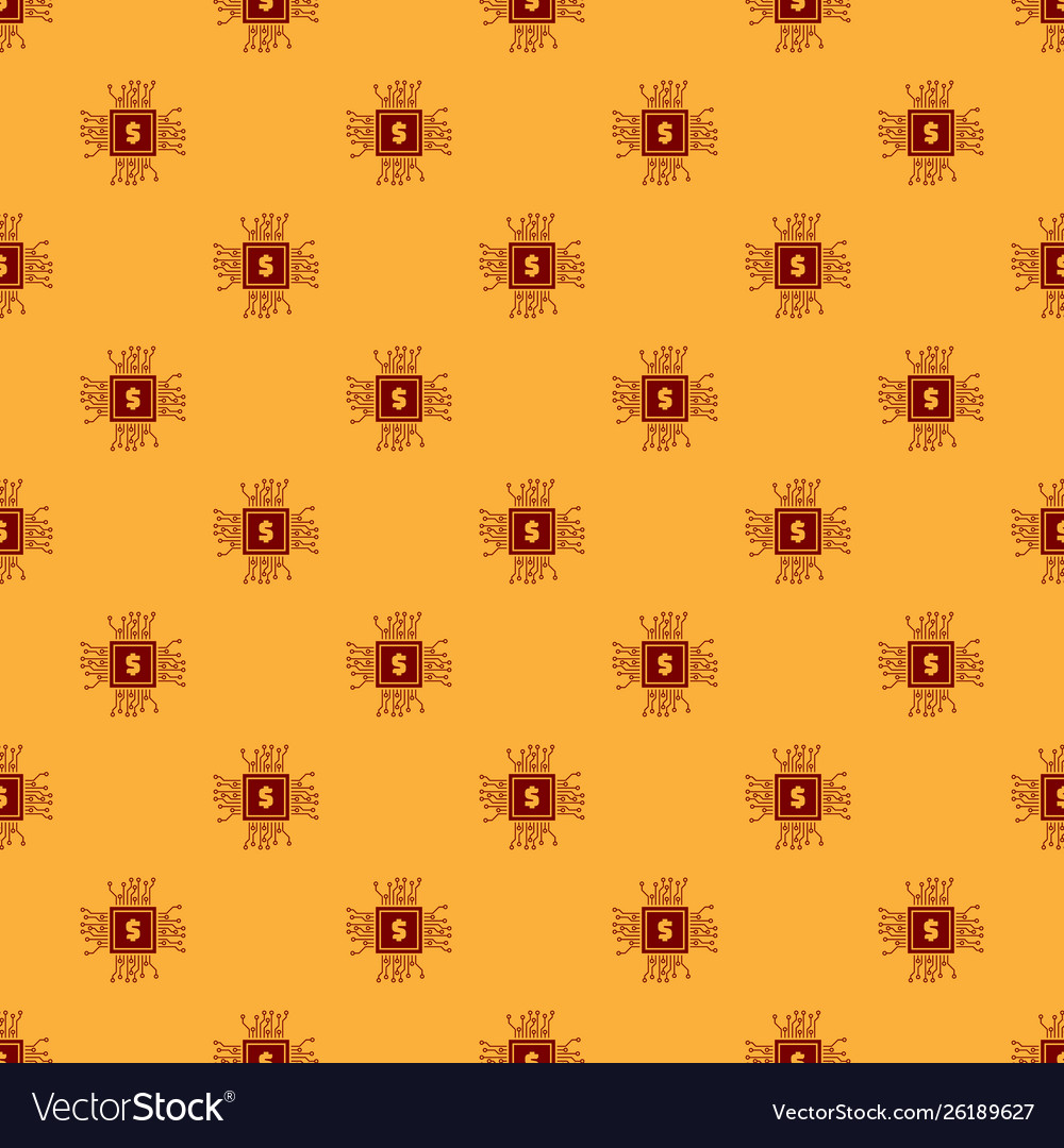 Red processor chip with dollar icon isolated