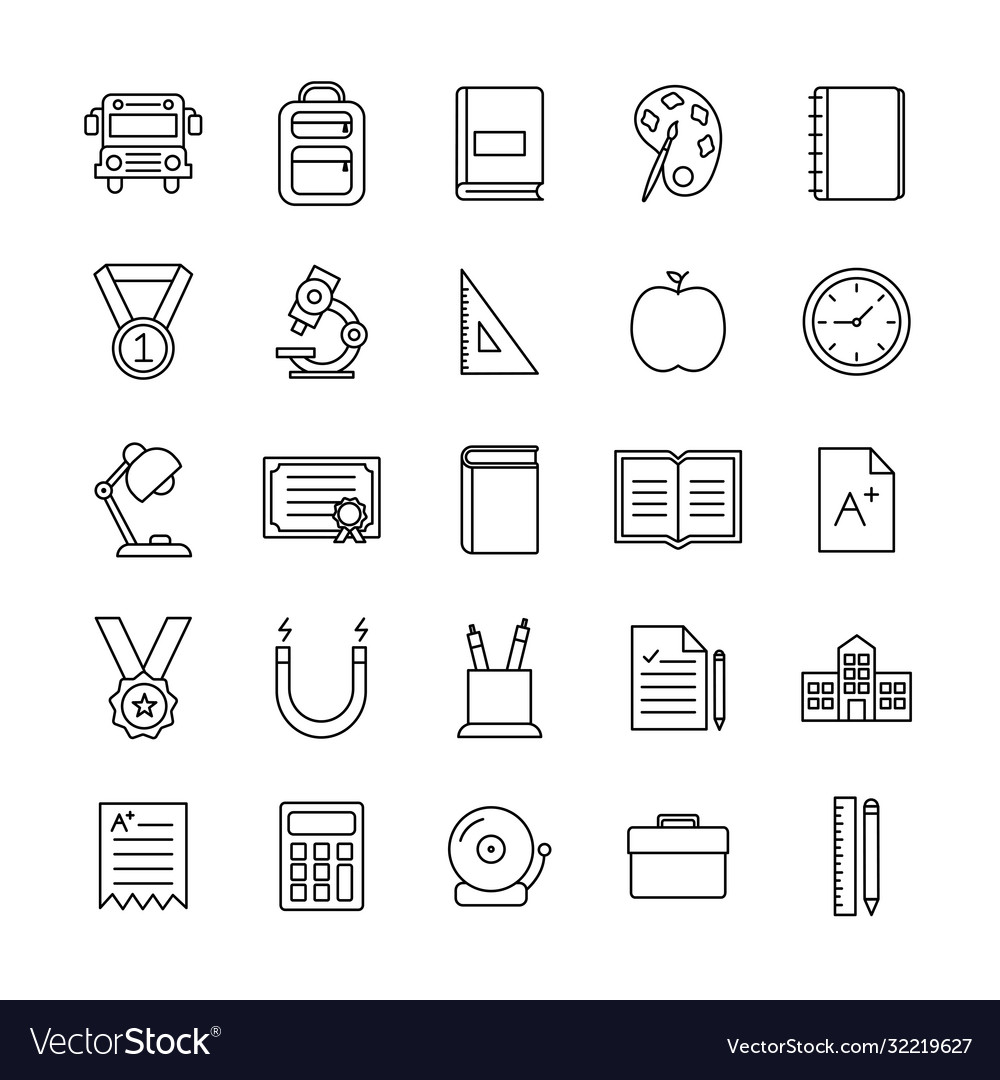 School line style icon set design