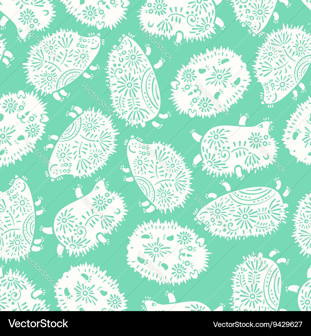 Seamless pattern with decorative hedgehogs Cute Vector Image
