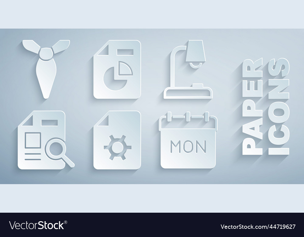 Set document settings table lamp with graph Vector Image Set document settings table lamp with graph