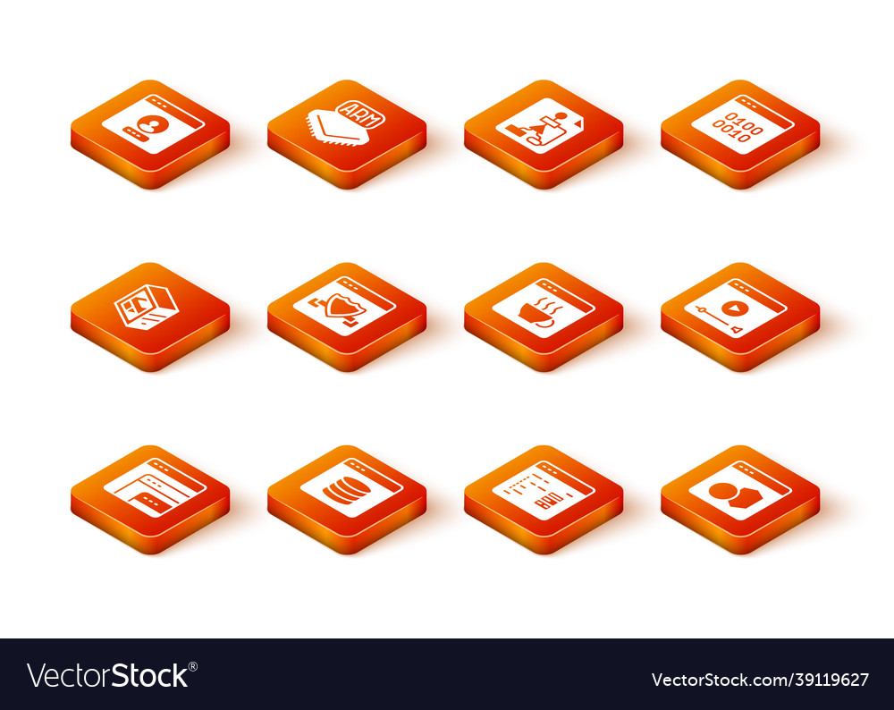 Set software server data web hosting computer vector image Set software server data web hosting computer